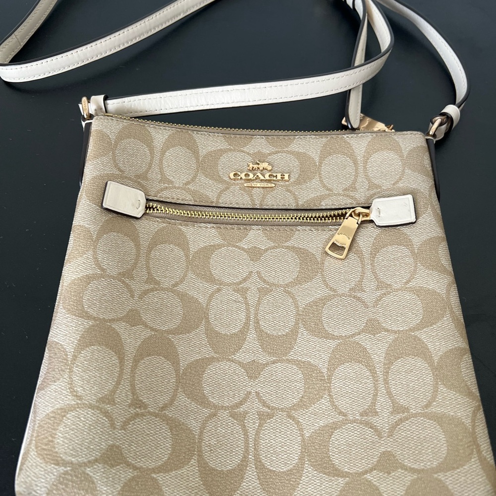 Mini Coach Khaki and Chalk Signature Crossbody